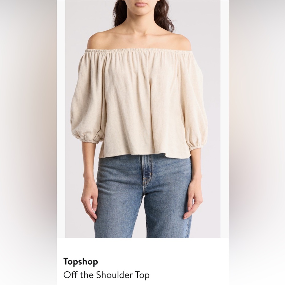 Topshop Off-the-Shoulder Top | Women’s Size 12 | Neutral